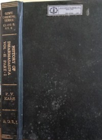 Image of Government Oriental Series Class B, No. 6 : History of Dharmasastra Vol. II Part I